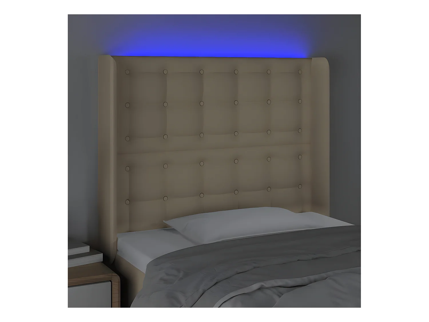 Tête de lit à LED Crème 83x16x118/128 cm Tissu