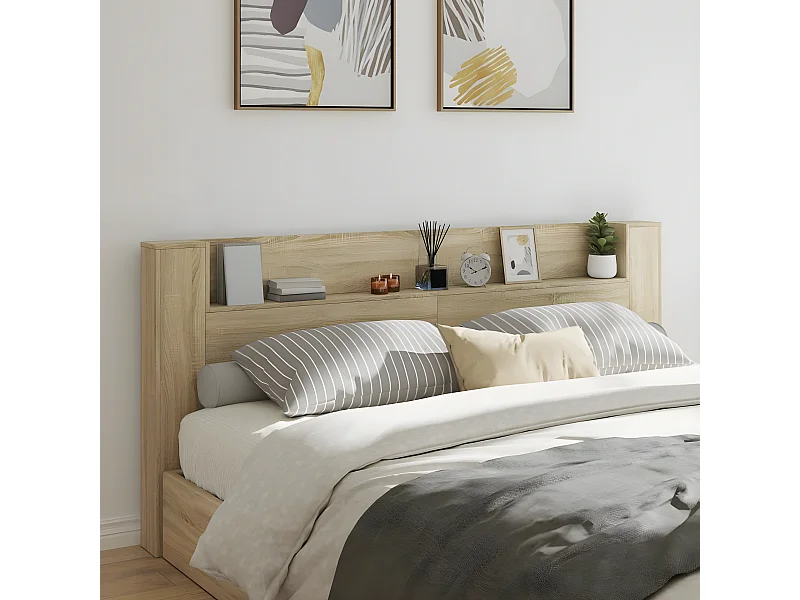 Armoire tête de lit avec LED chêne sonoma 220x16,5x103,5 cm