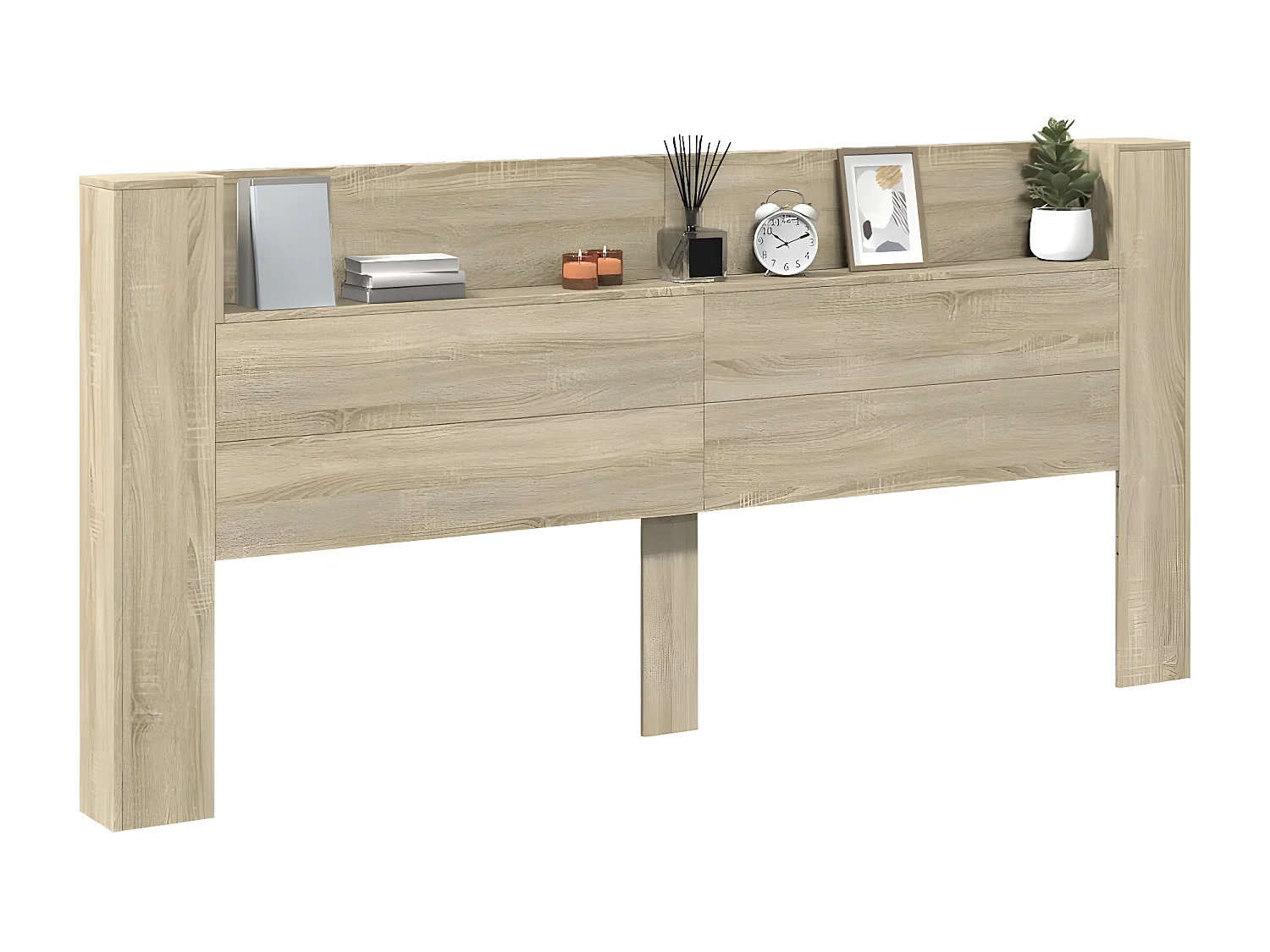 Armoire tête de lit avec LED chêne sonoma 220x16,5x103,5 cm