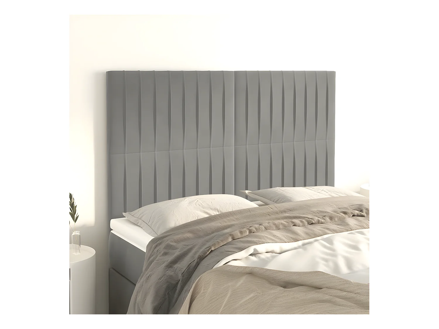 Têtes de lit 4 pièces Gris clair 72x5x78/88 cm Velours