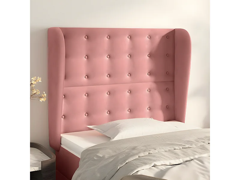 Tête de lit avec oreilles Rose 83x23x118/128 cm Velours