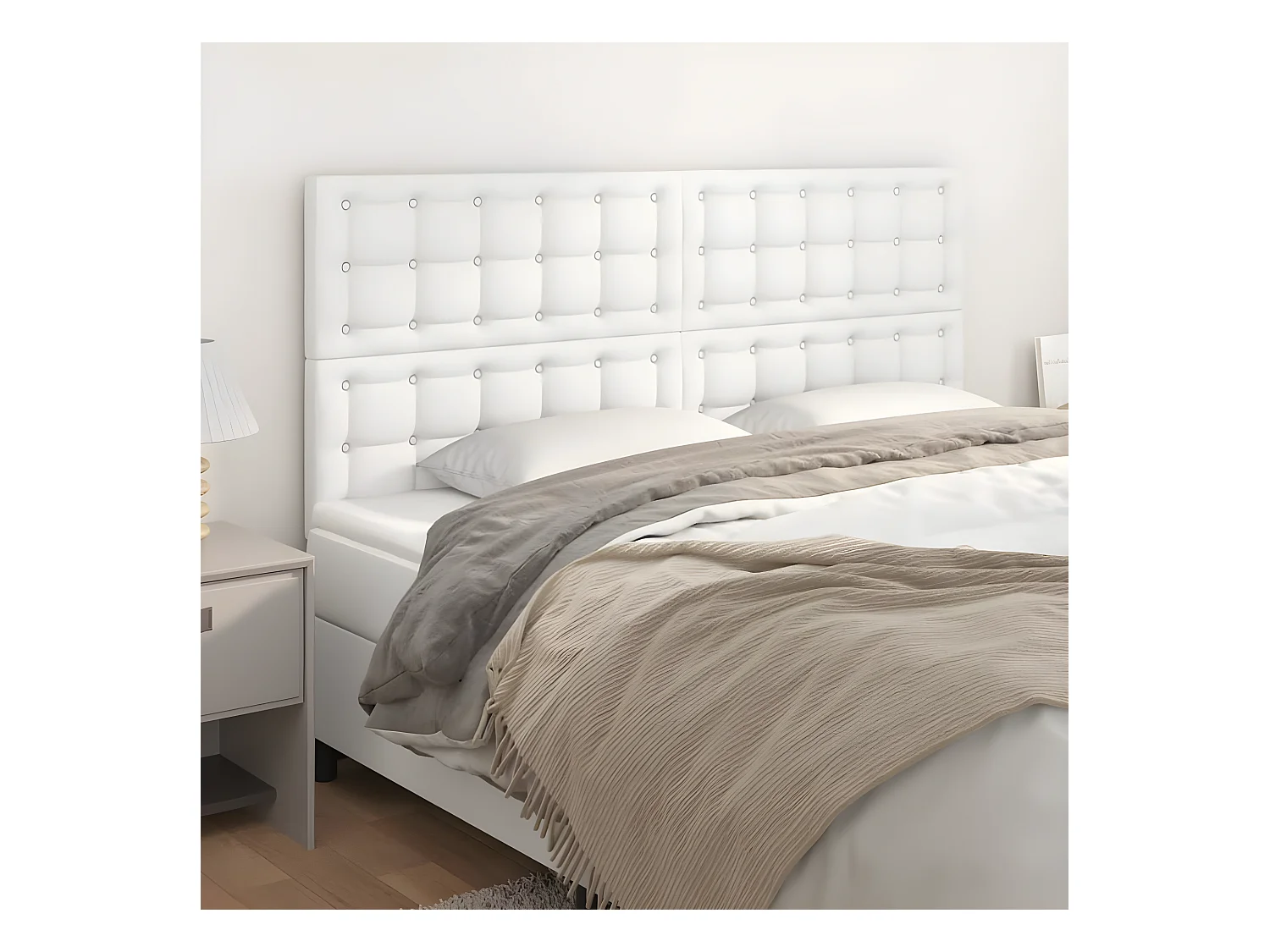 Têtes de lit 4 pièces Blanc 80x5x78/88 cm Similicuir