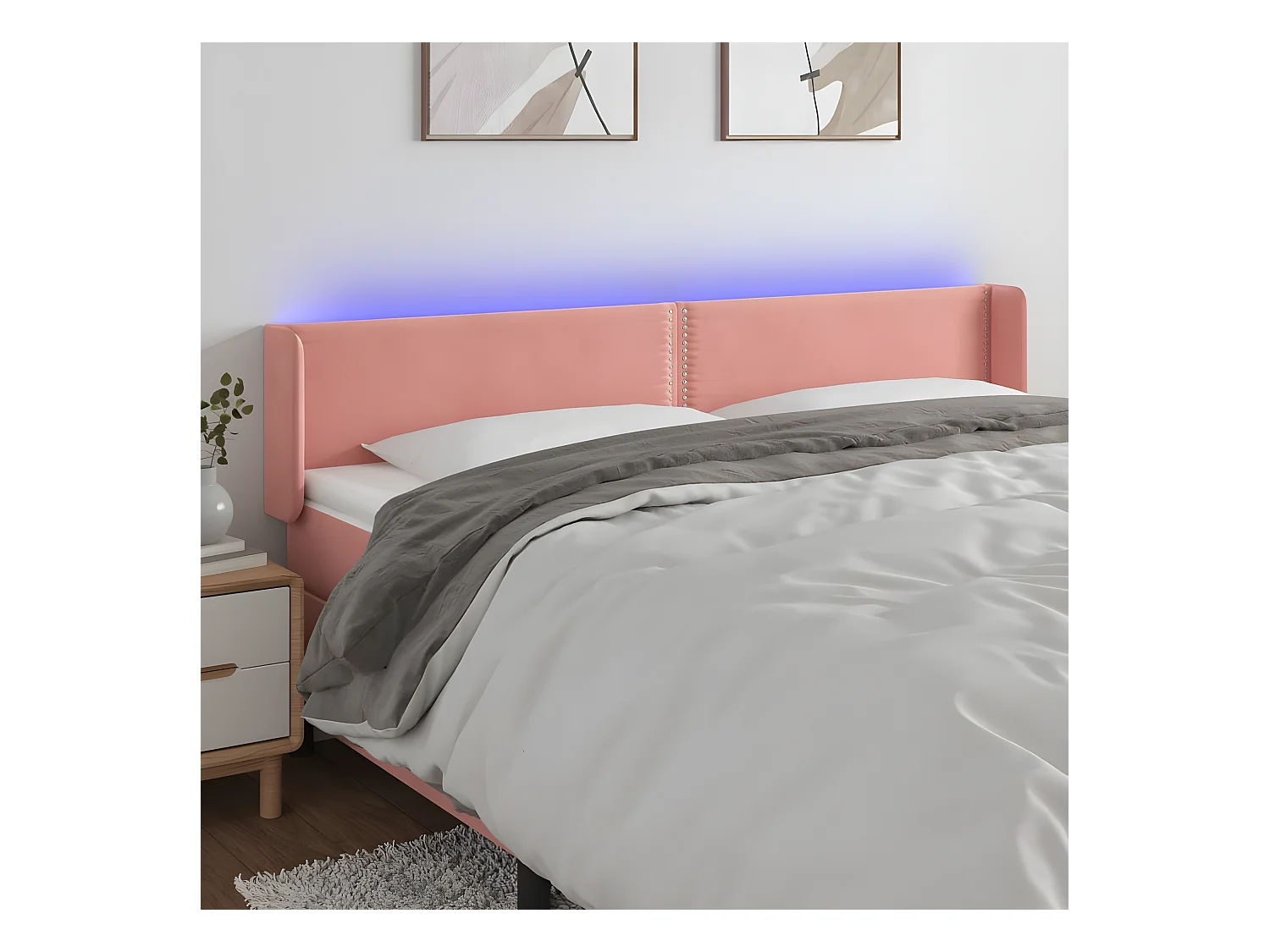 Hoofdbord LED 183x16x78/88 cm fluweel roze