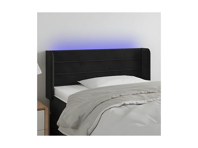 Cabecero con LED de terciopelo negro 103x16x78/88 cm