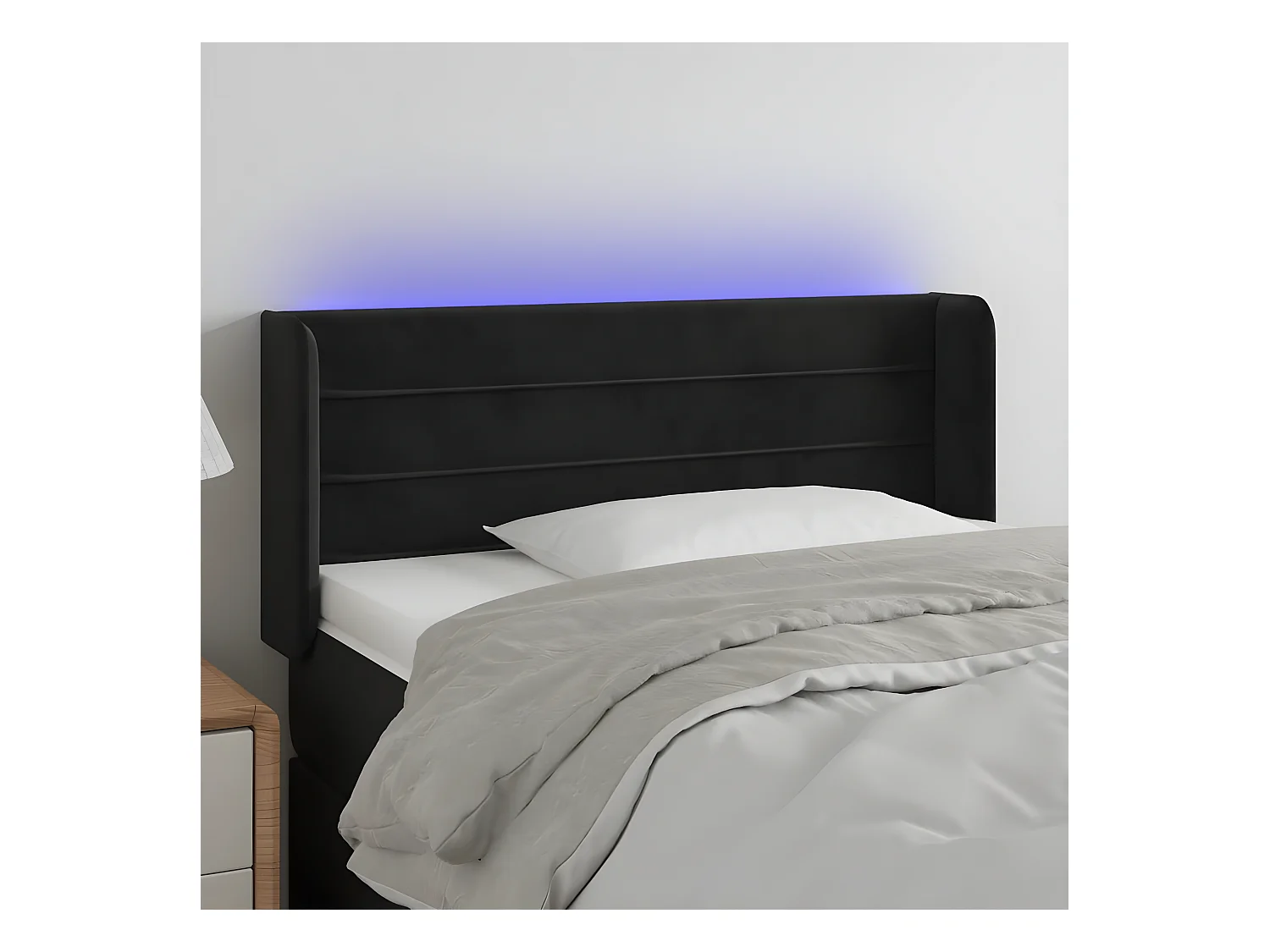Tête de lit à LED Noir 103x16x78/88 cm Velours