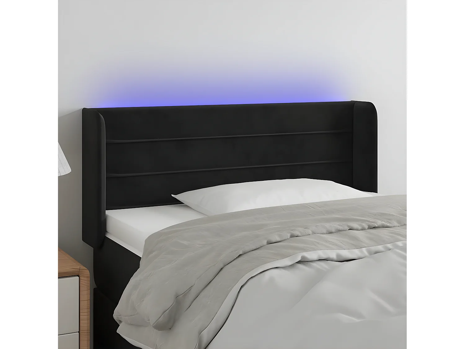 Tête de lit à LED Noir 103x16x78/88 cm Velours