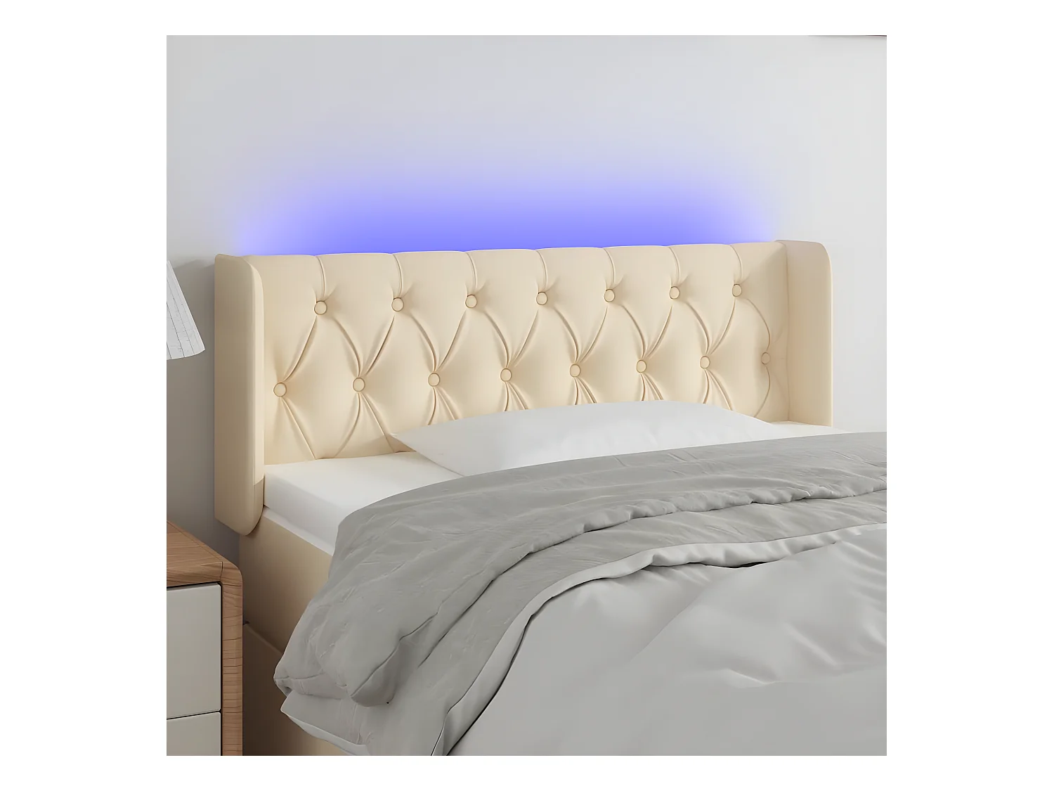 Hoofdbord LED 103x16x78/88 cm stof crèmekleurig