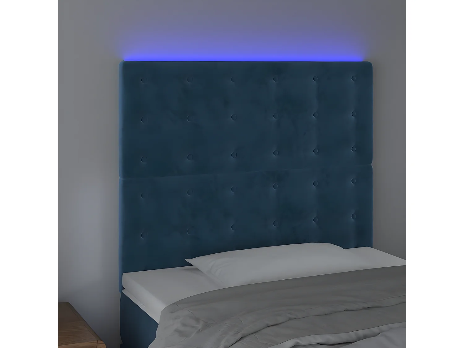 Hoofdbord LED 80x5x118/128 cm fluweel donkerblauw