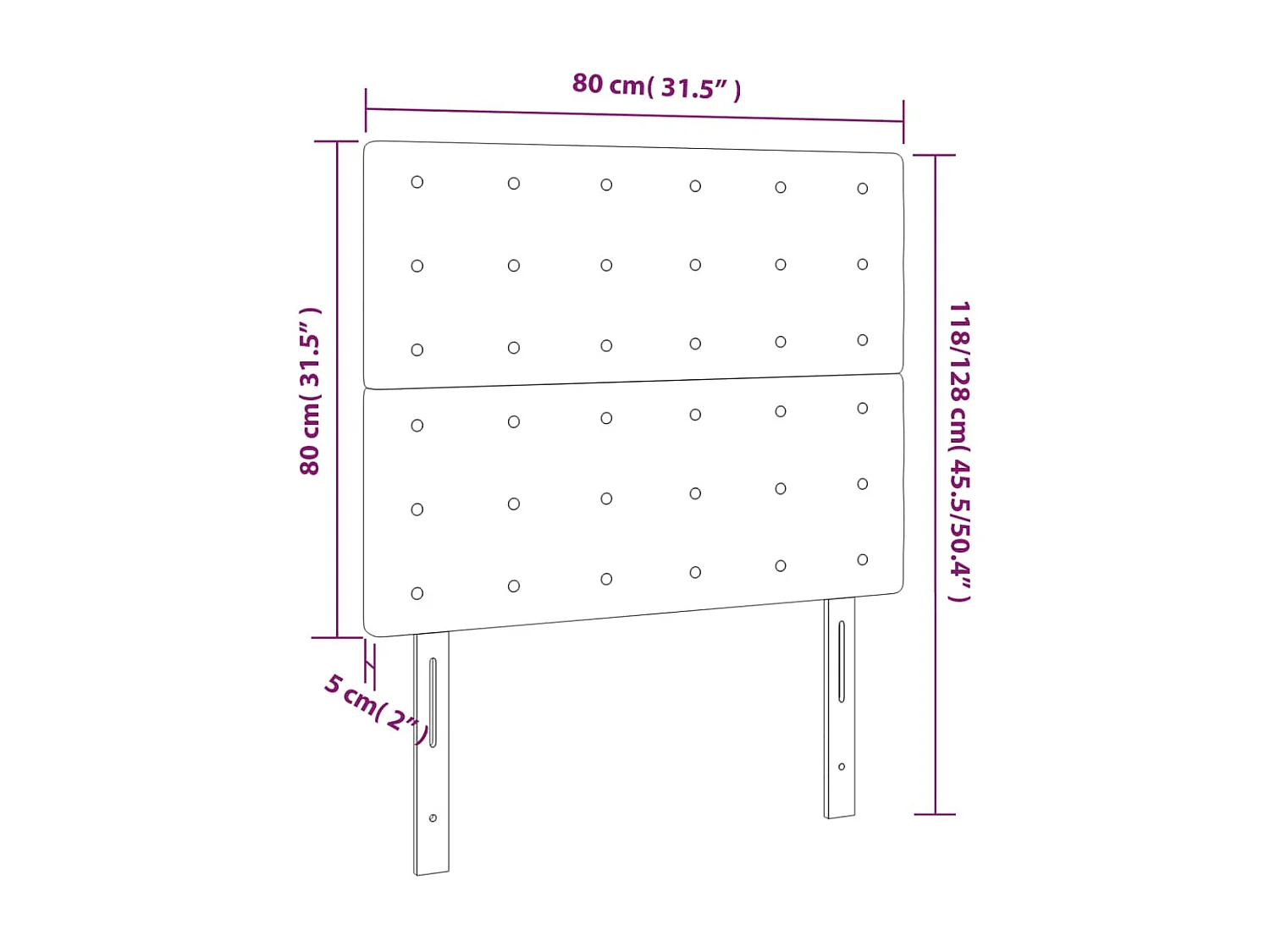 Hoofdbord LED 80x5x118/128 cm fluweel donkerblauw