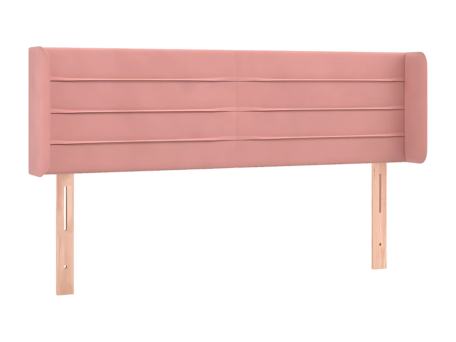 Cabeceira de cama c/ abas veludo 147x16x78/88 cm rosa