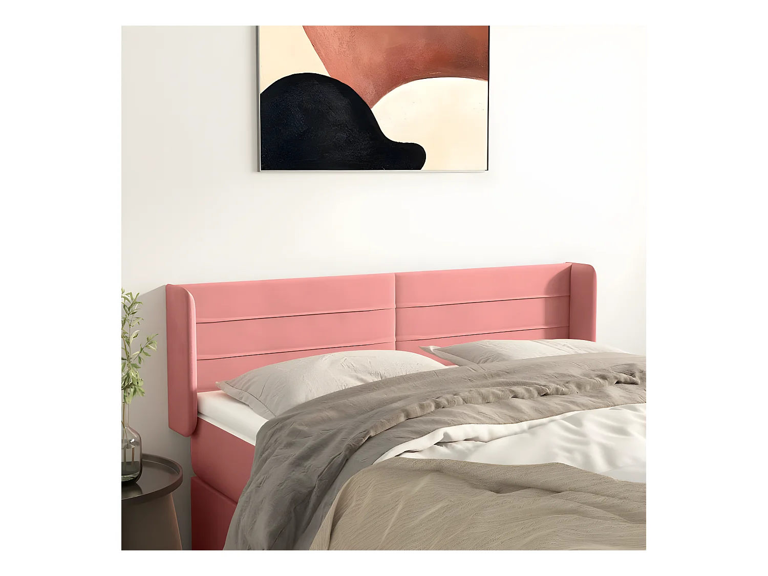 Tête de lit avec oreilles Rose 147x16x78/88 cm Velours