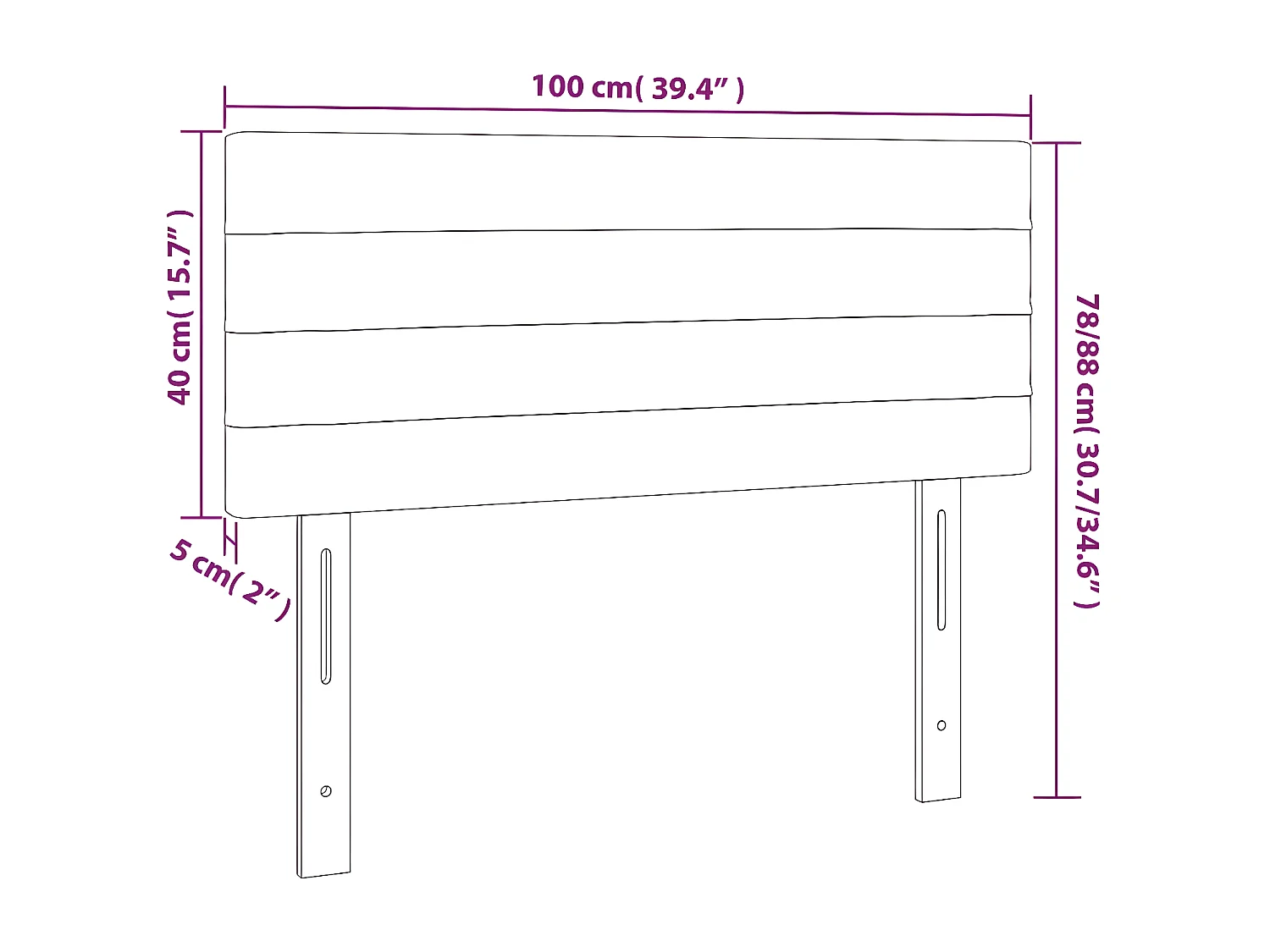 Tête de lit Gris foncé 100x5x78/88 cm Velours