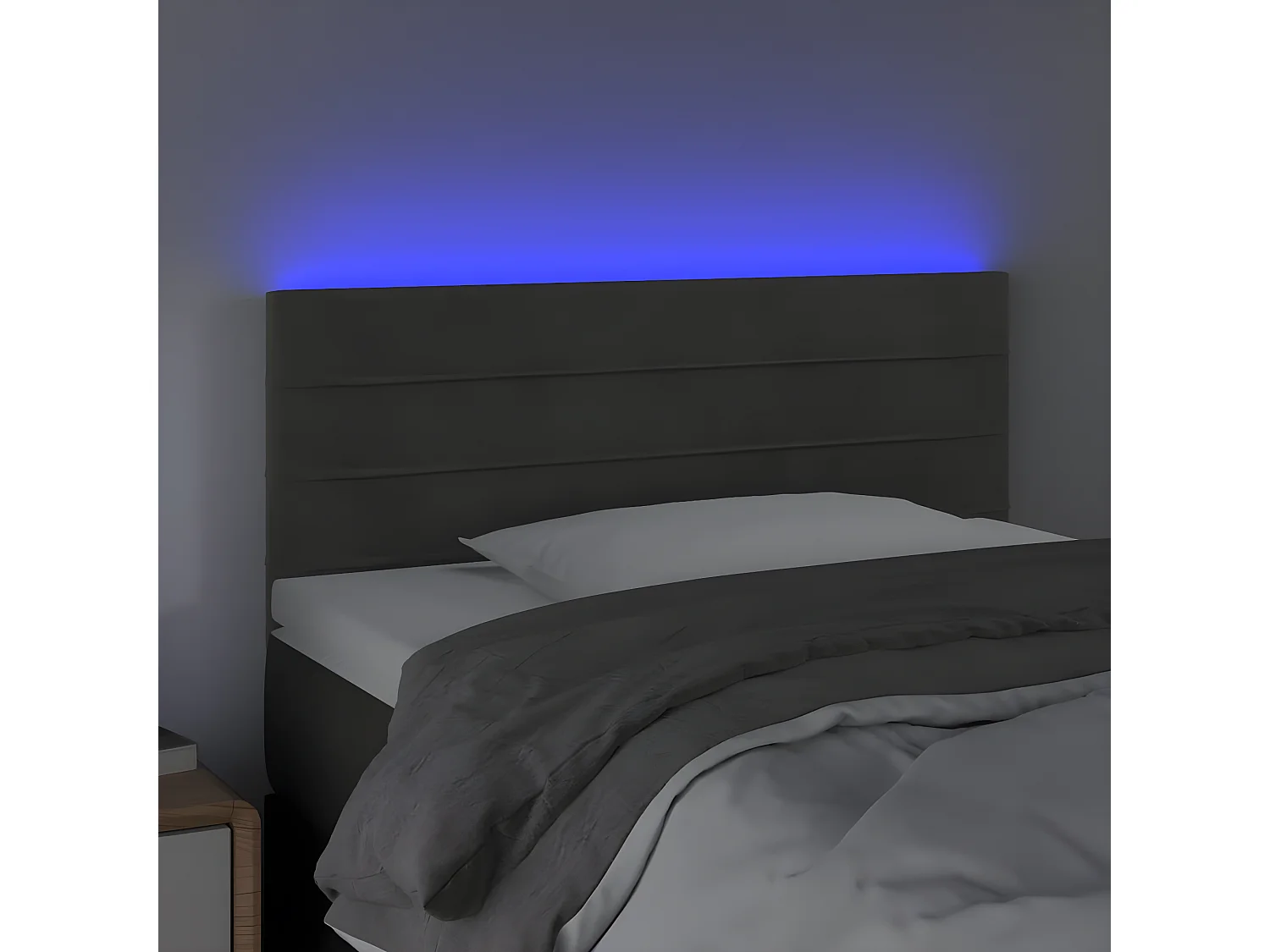 Tête de lit à LED Gris foncé 100x5x78/88 cm Velours