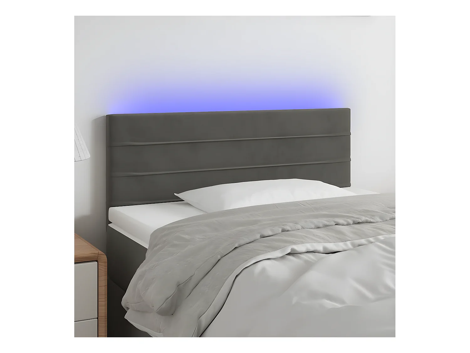 Hoofdbord LED 100x5x78/88 cm fluweel donkergrijs