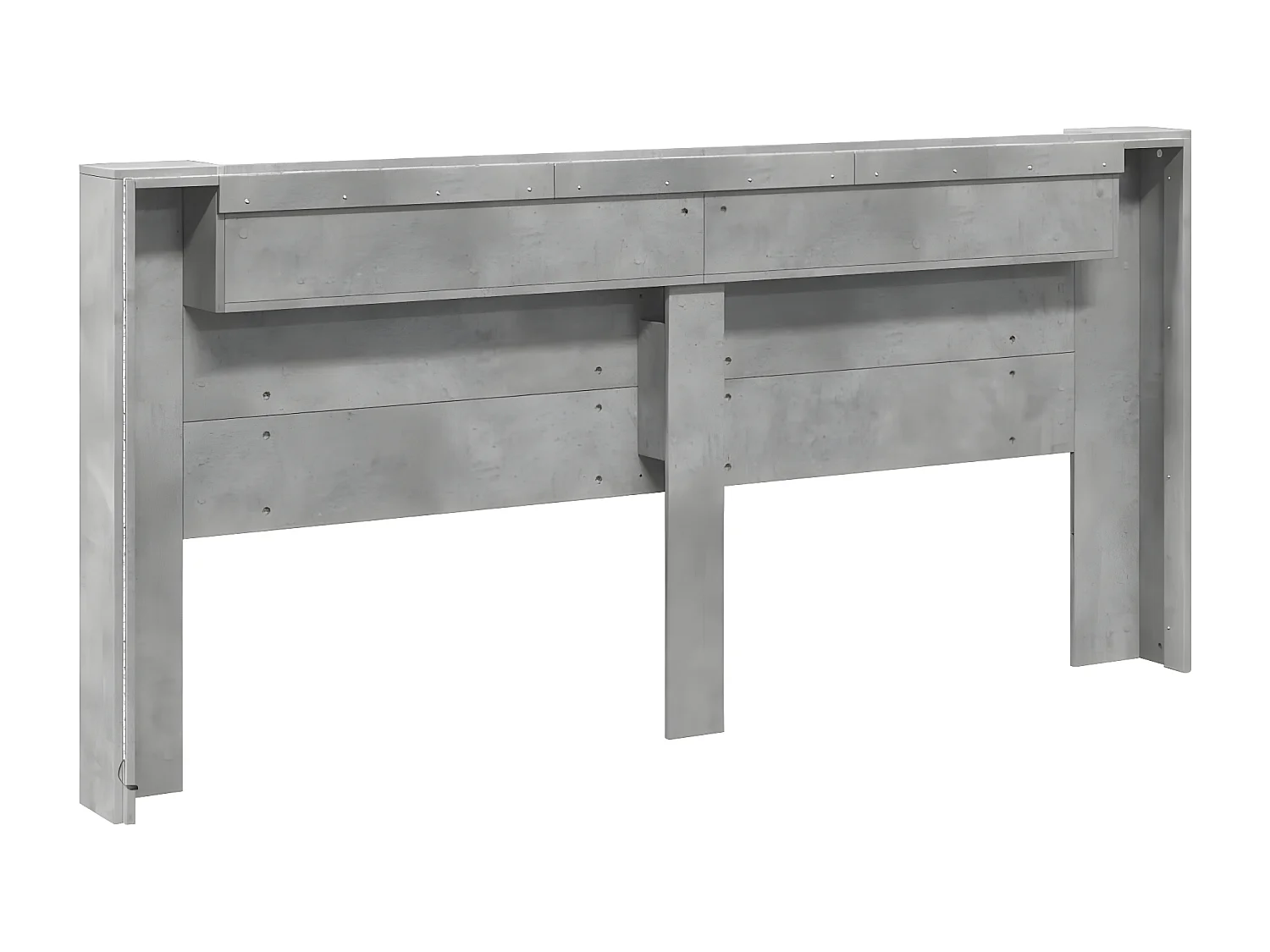 Armoire tête de lit avec LED gris béton 220x16,5x103,5 cm