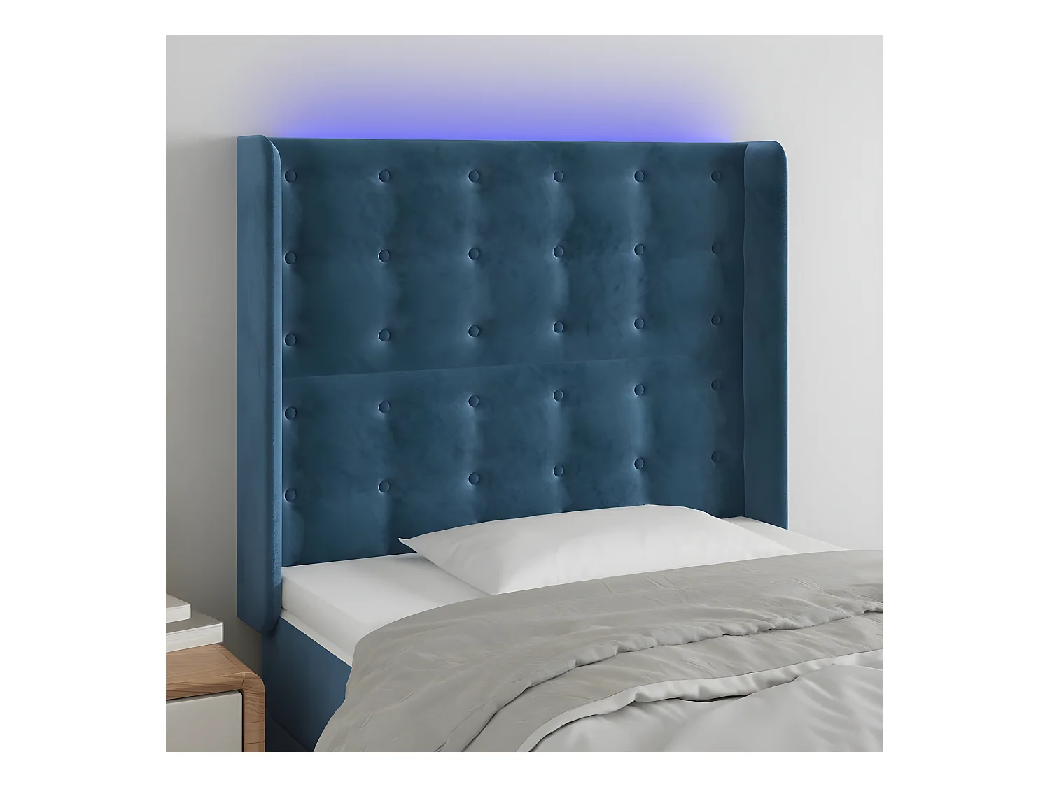 Tête de lit à LED Bleu foncé 93x16x118/128 cm Velours