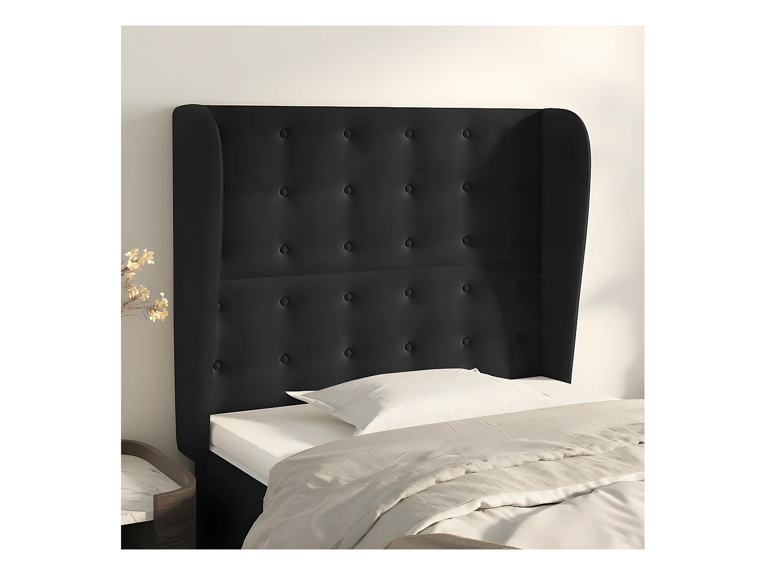 Tête de lit avec oreilles Noir 83x23x118/128 cm Velours