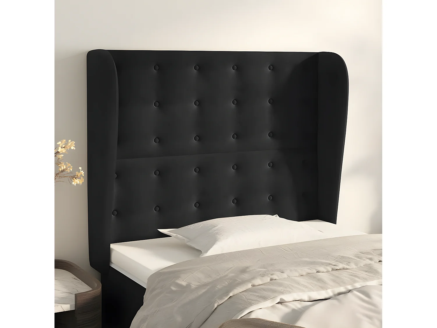 Tête de lit avec oreilles Noir 83x23x118/128 cm Velours