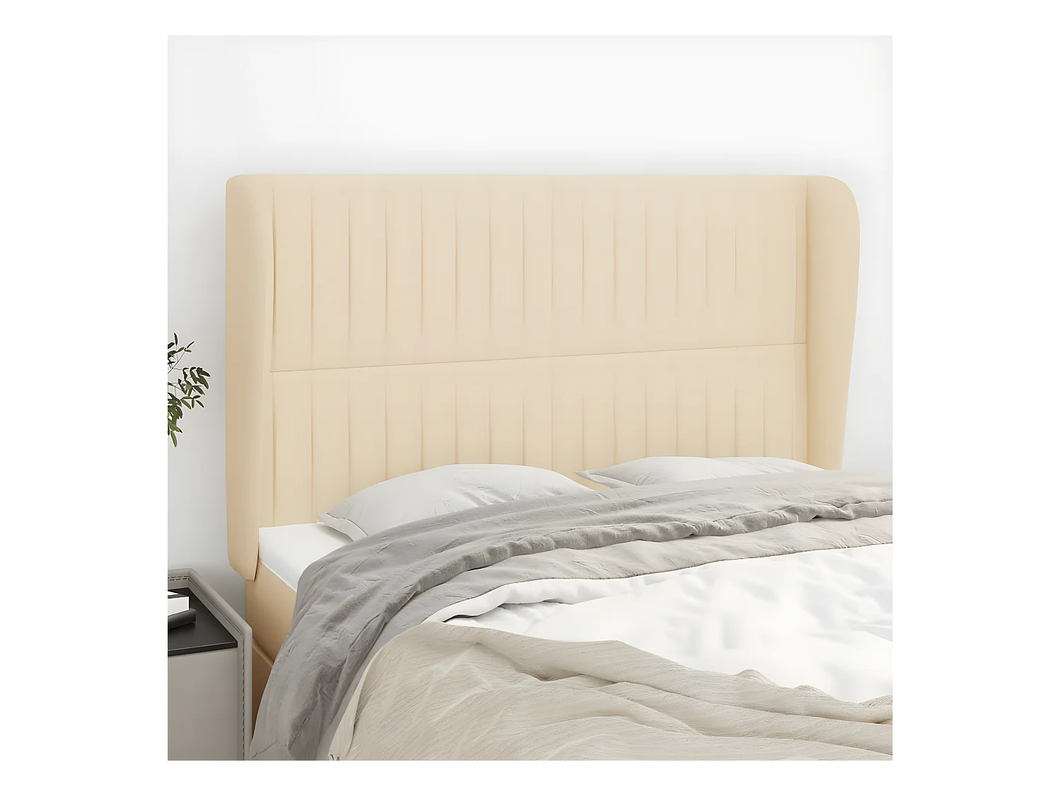 Tête de lit avec oreilles Crème 147x23x118/128 cm Tissu