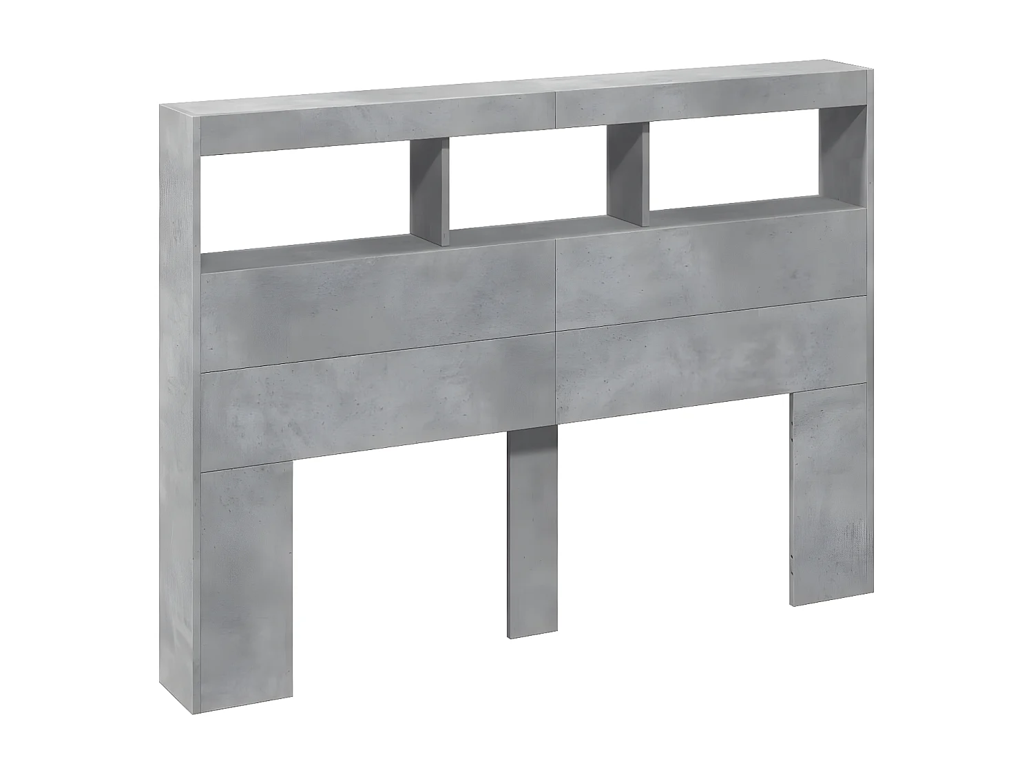 Armoire tête de lit avec LED gris béton 140x17x102 cm