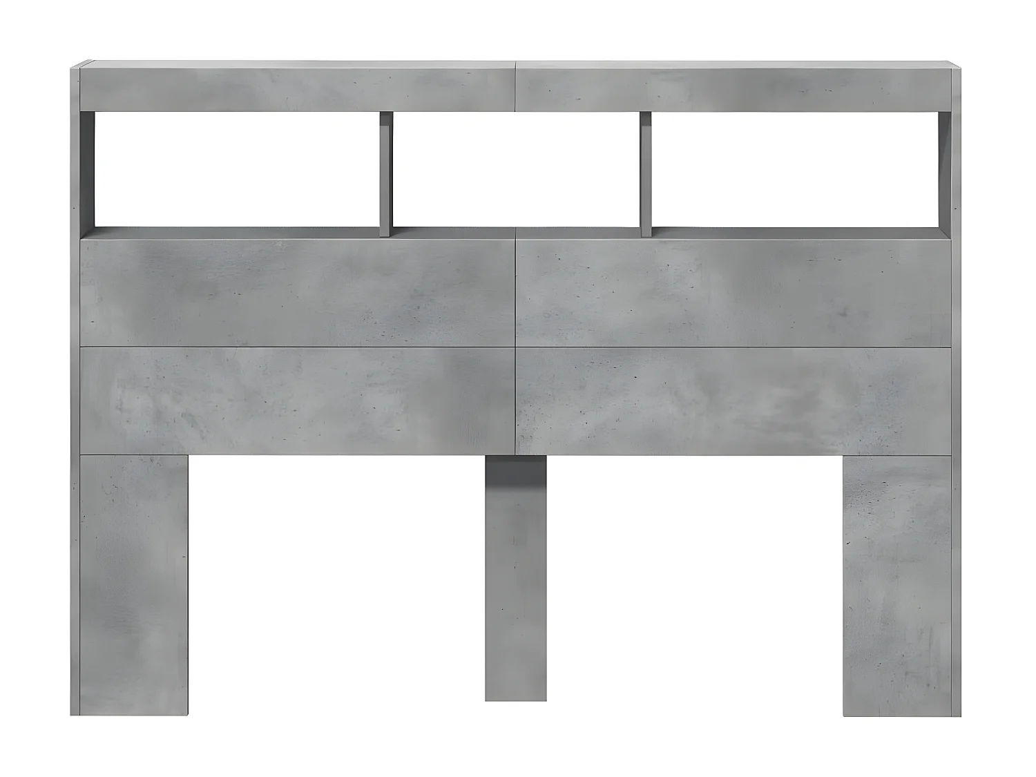 Armoire tête de lit avec LED gris béton 140x17x102 cm