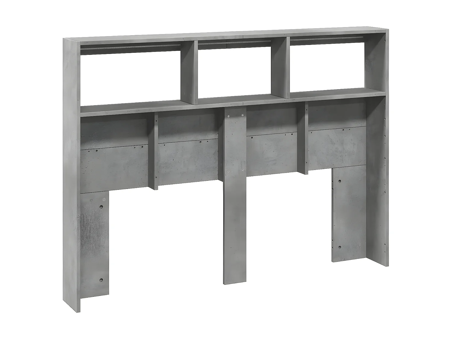 Armoire tête de lit avec LED gris béton 140x17x102 cm