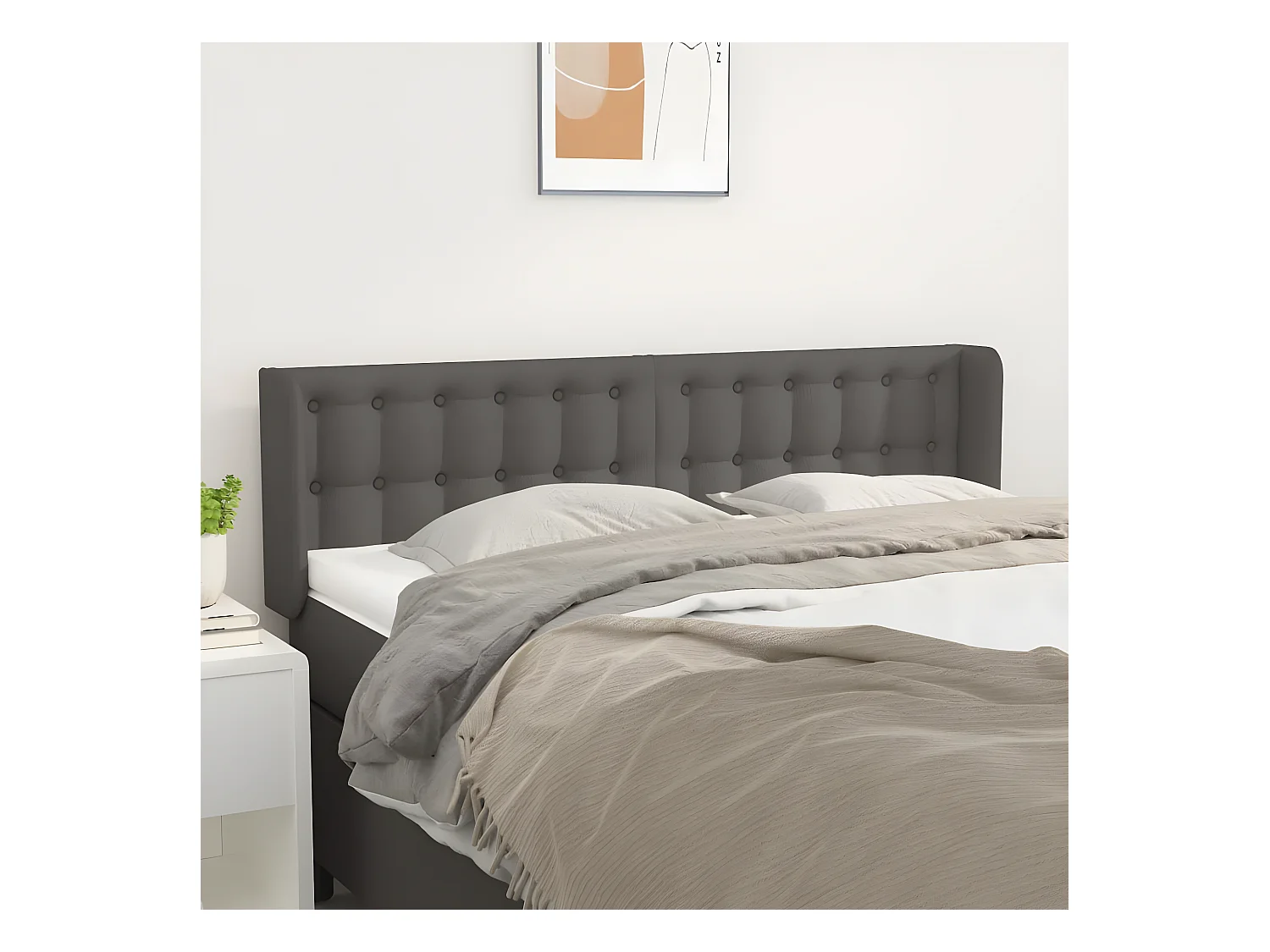 Tête de lit avec oreilles Gris 147x16x78/88 cm Similicuir