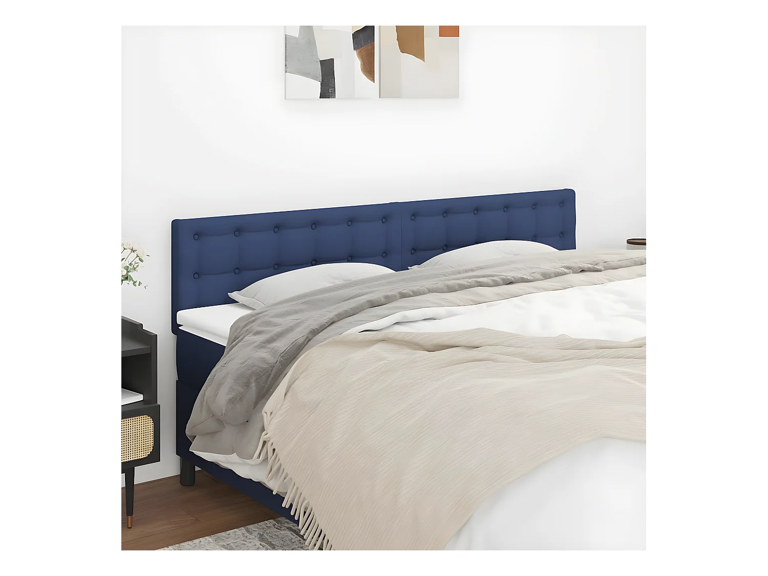 Têtes de lit 2 pièces Bleu 80x5x78/88 cm Tissu
