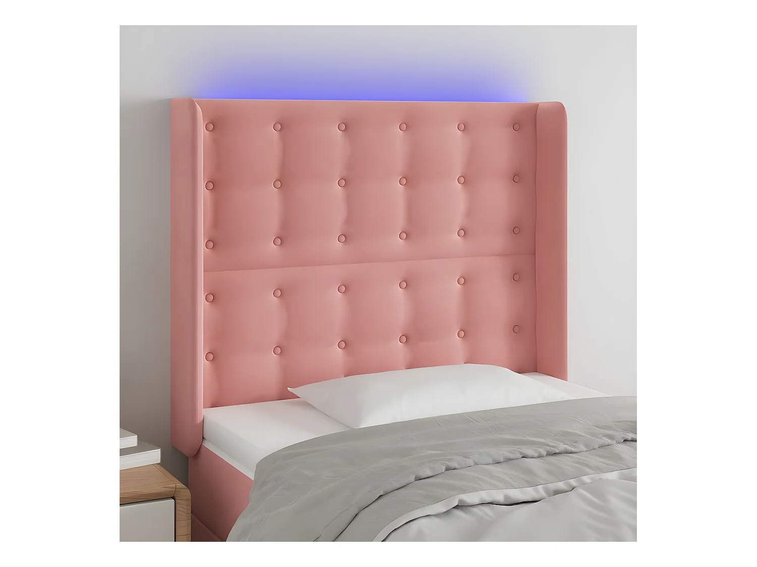 Tête de lit à LED Rose 93x16x118/128 cm Velours