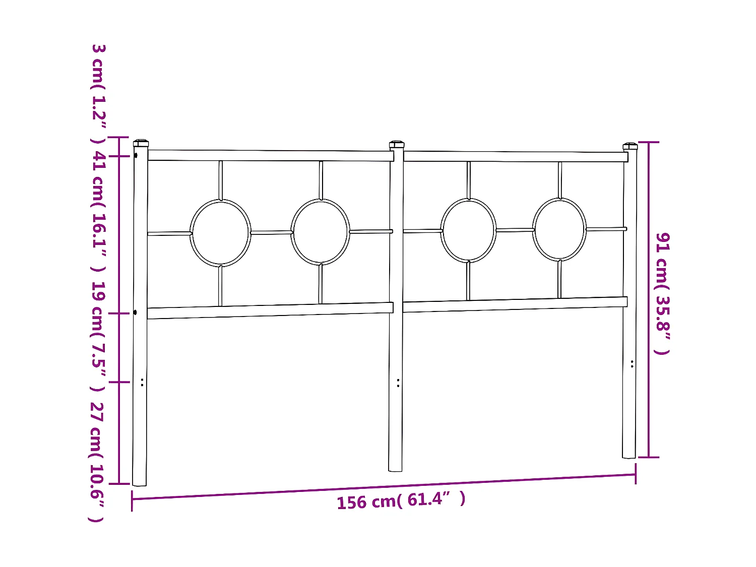 Tête de lit métal noir 150 cm
