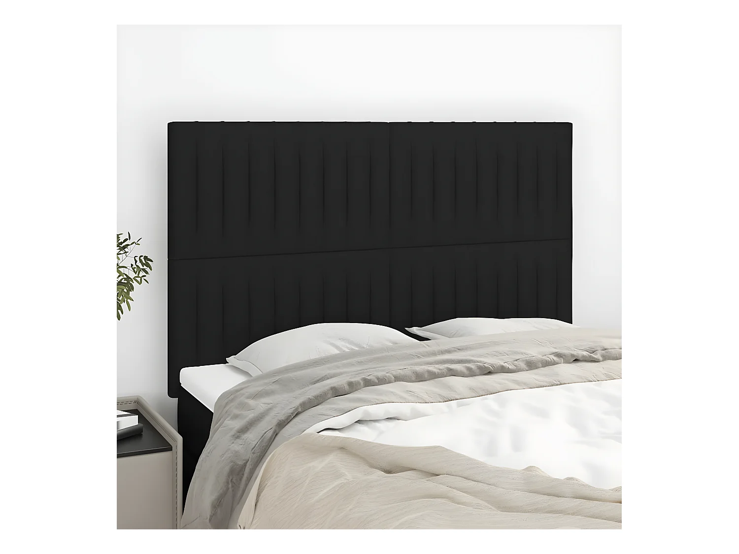 Têtes de lit 4 pièces Noir 72x5x78/88 cm Tissu