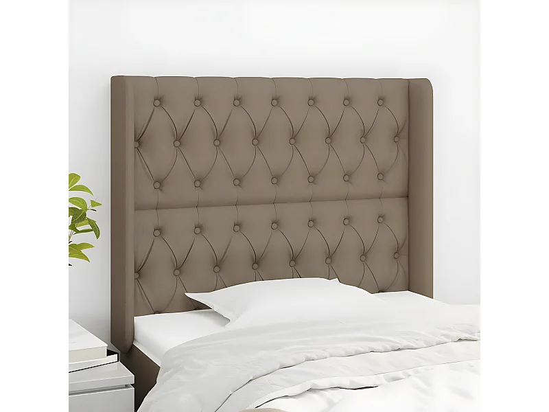 Tête de lit avec oreilles Taupe 93x16x118/128 cm Tissu