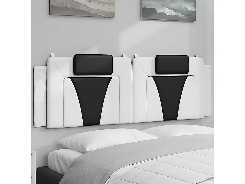 Hoofdbordkussen "Viana" 160 cm kunstleer wit en zwart