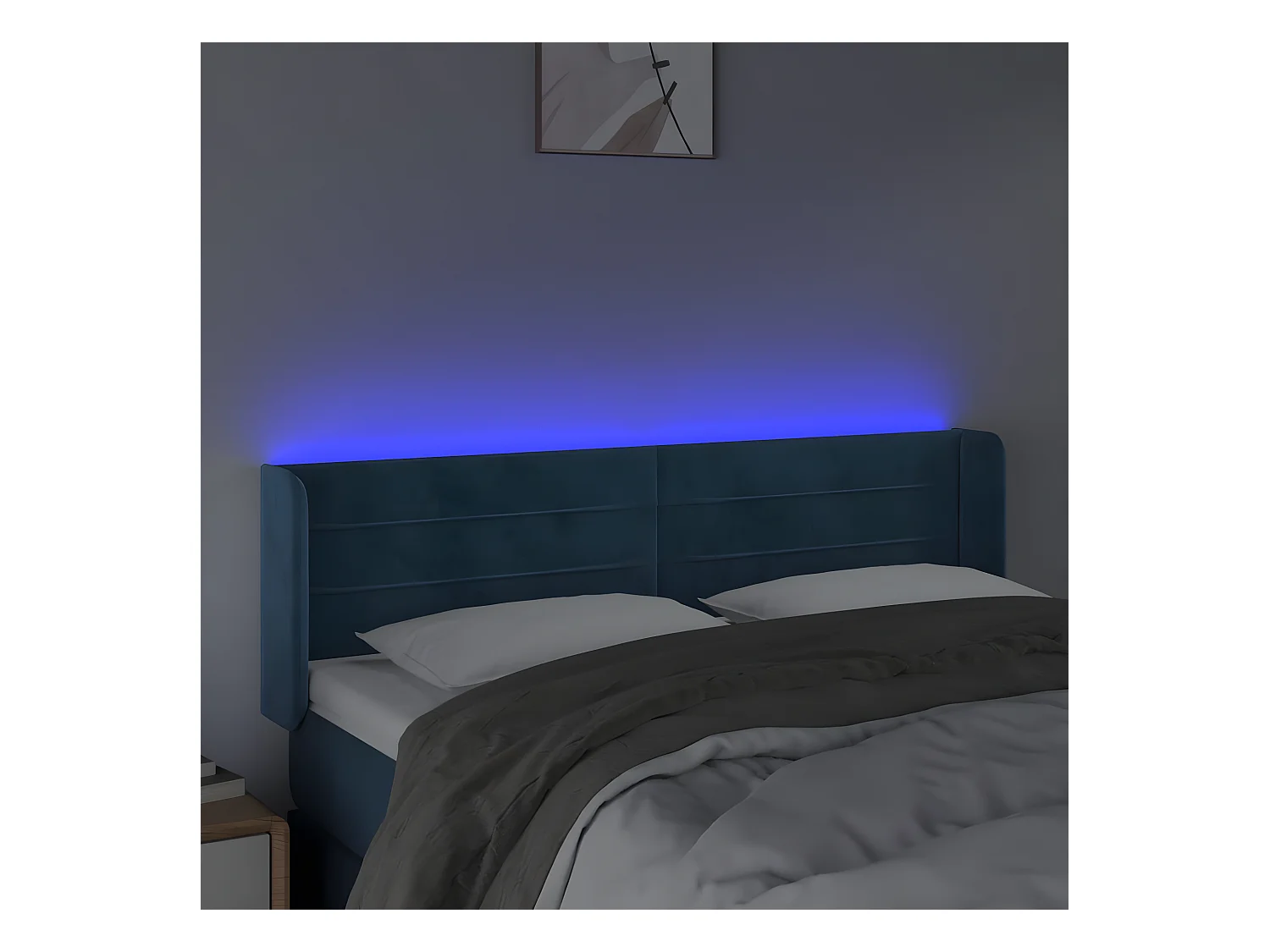 Tête de lit à LED Bleu foncé 147x16x78/88 cm Velours