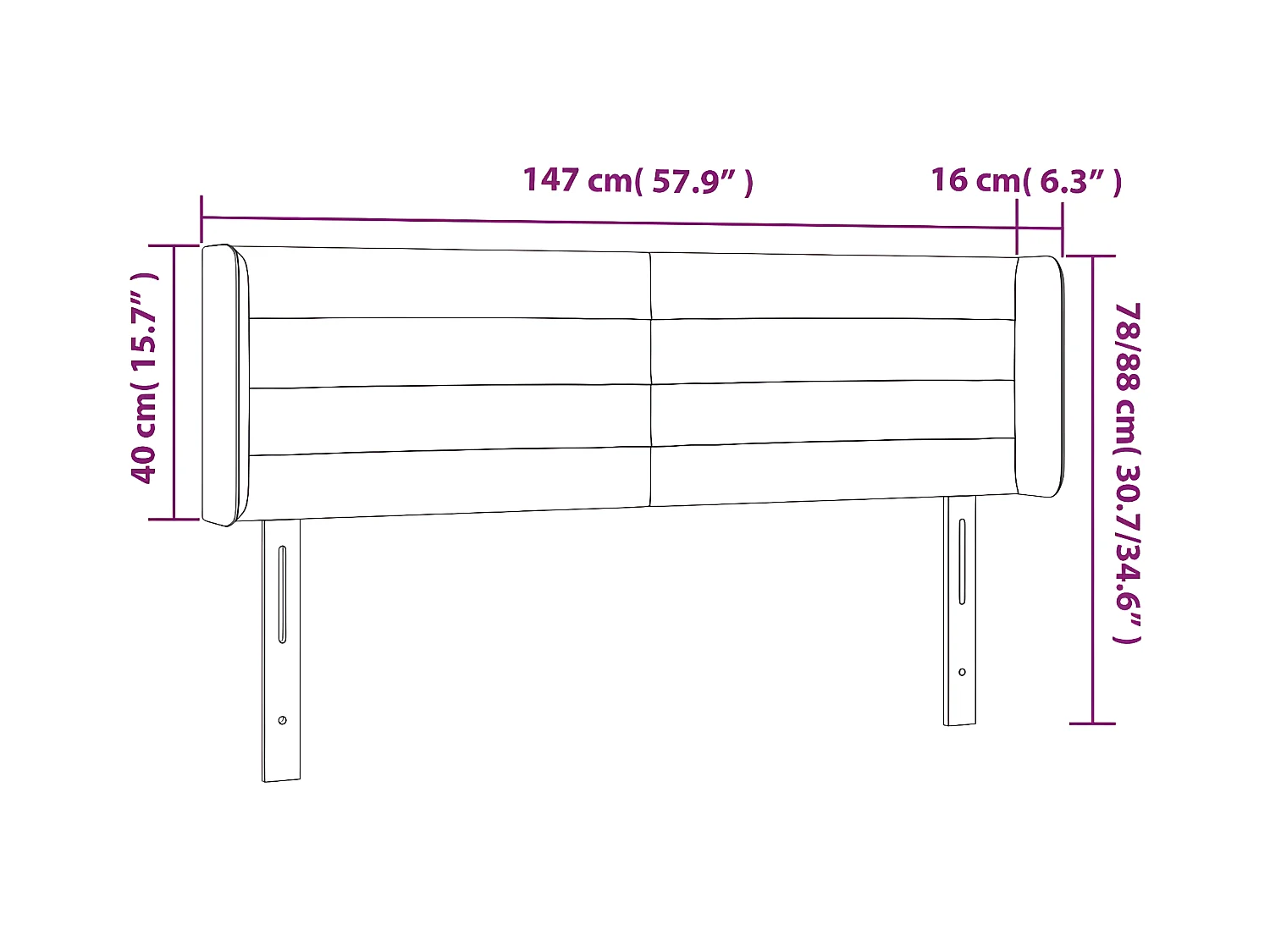 Tête de lit à LED Bleu foncé 147x16x78/88 cm Velours