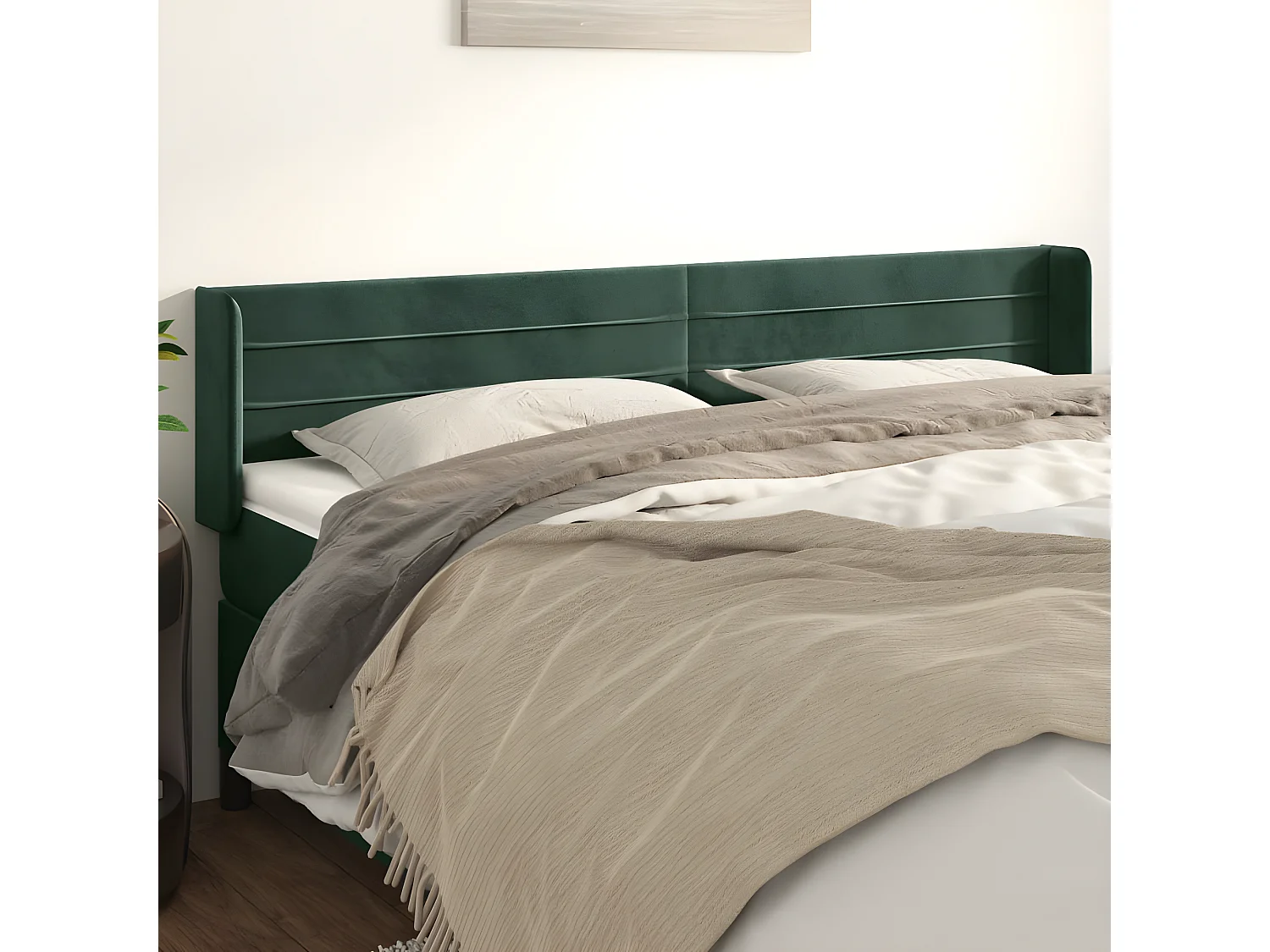 Tête de lit avec oreilles Vert foncé 163x16x78/88 cm Velours