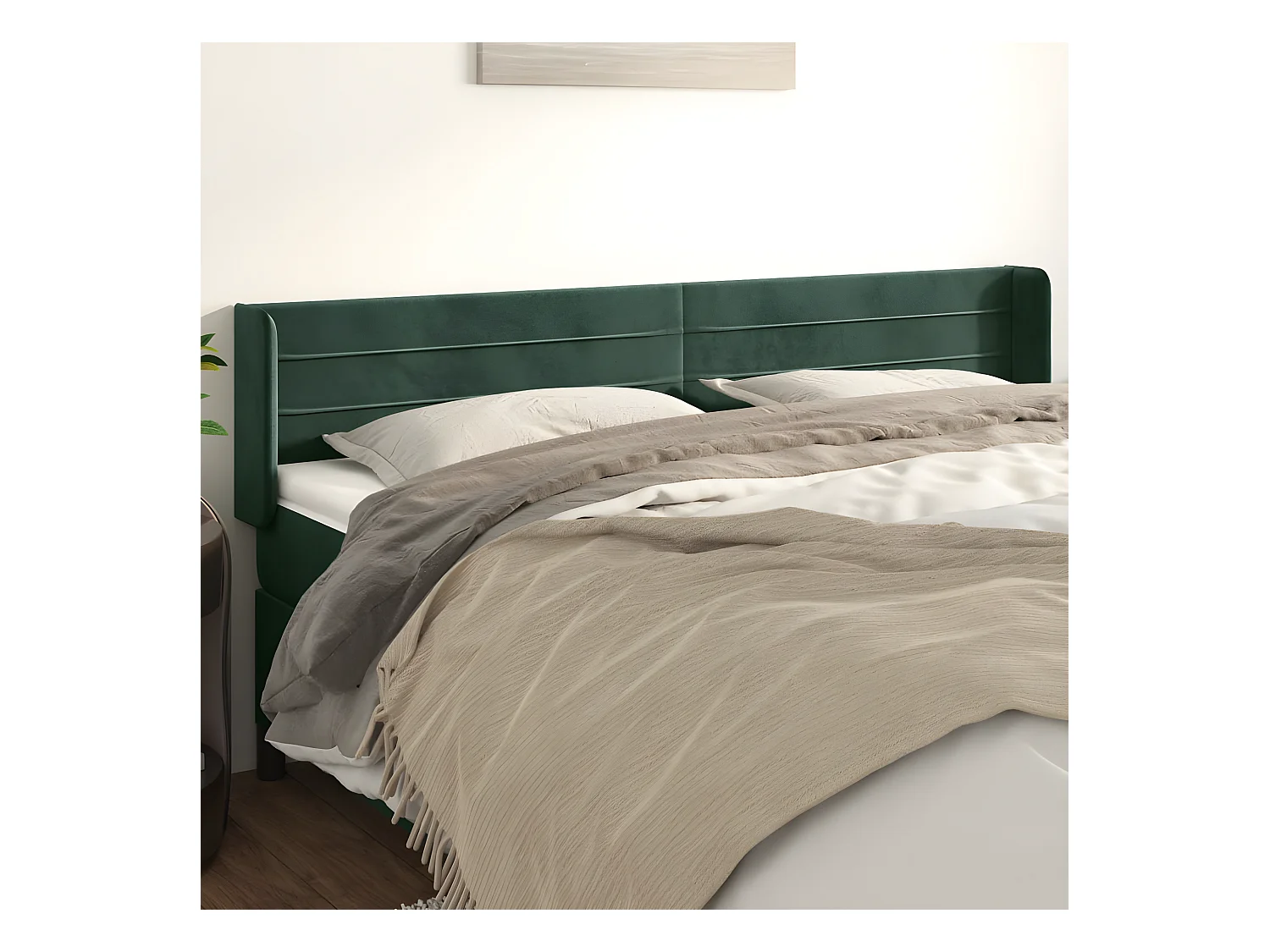 Tête de lit avec oreilles Vert foncé 163x16x78/88 cm Velours