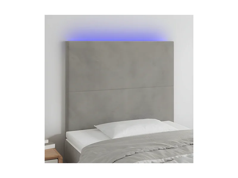 Tête de lit à LED Gris clair 90x5x118/128 cm Velours