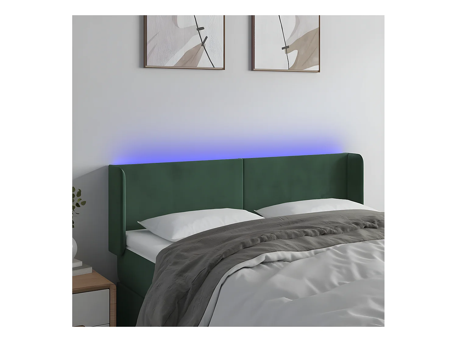 Tête de lit à LED Vert foncé 147x16x78/88 cm Velours