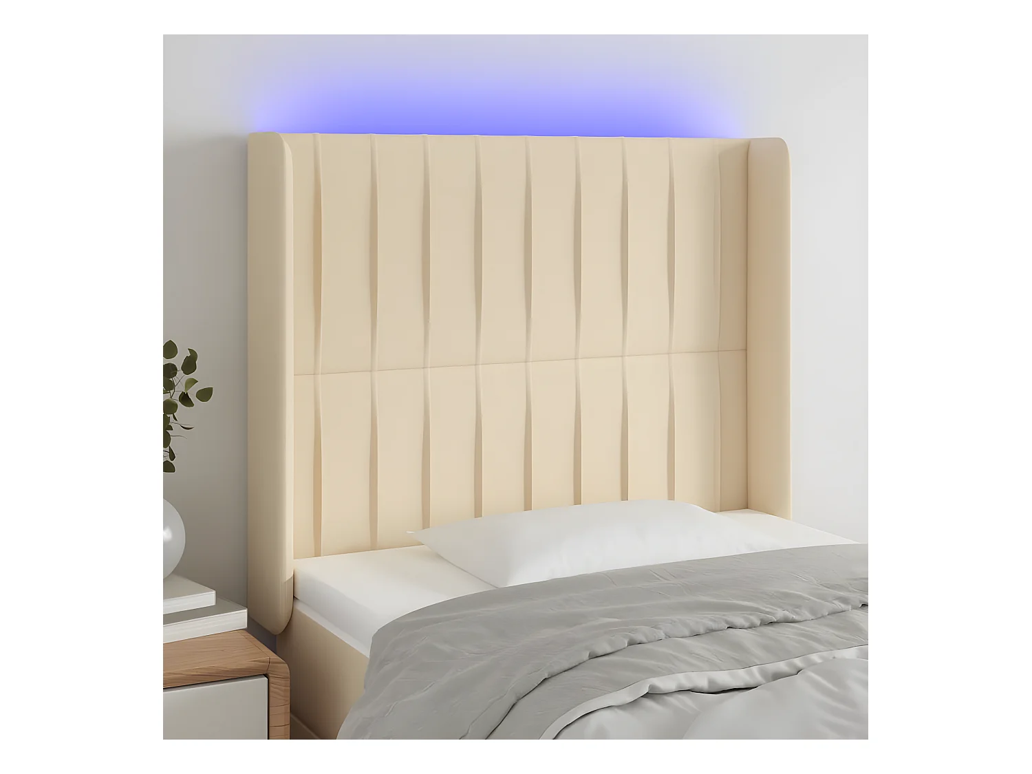Tête de lit à LED Crème 103x16x118/128 cm Tissu