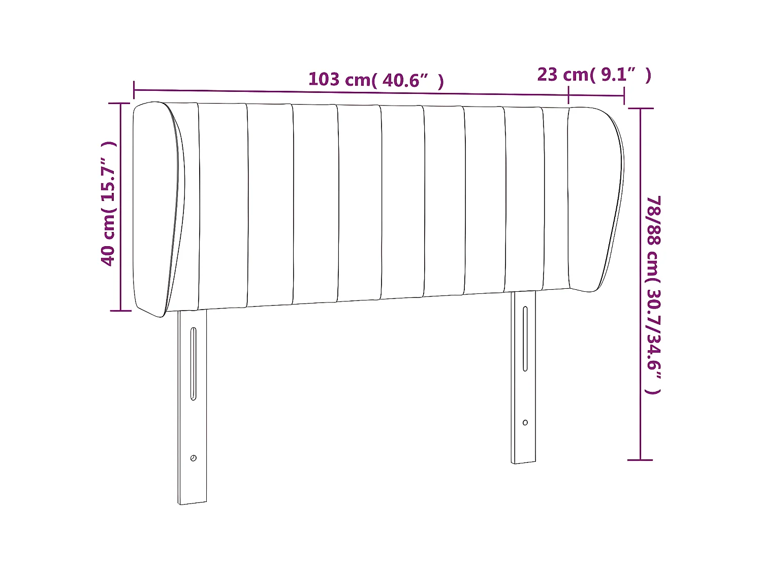 Cabecero de terciopelo rosa 103x23x78/88 cm