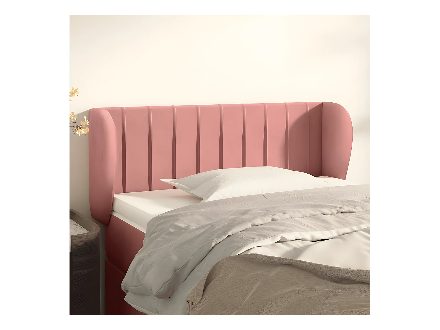 Cabecero de terciopelo rosa 103x23x78/88 cm