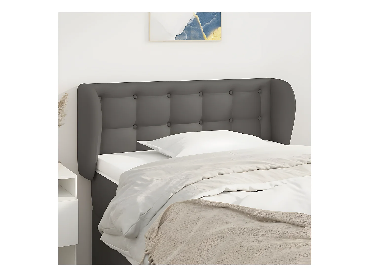 Tête de lit avec oreilles Gris 93x23x78/88 cm Similicuir