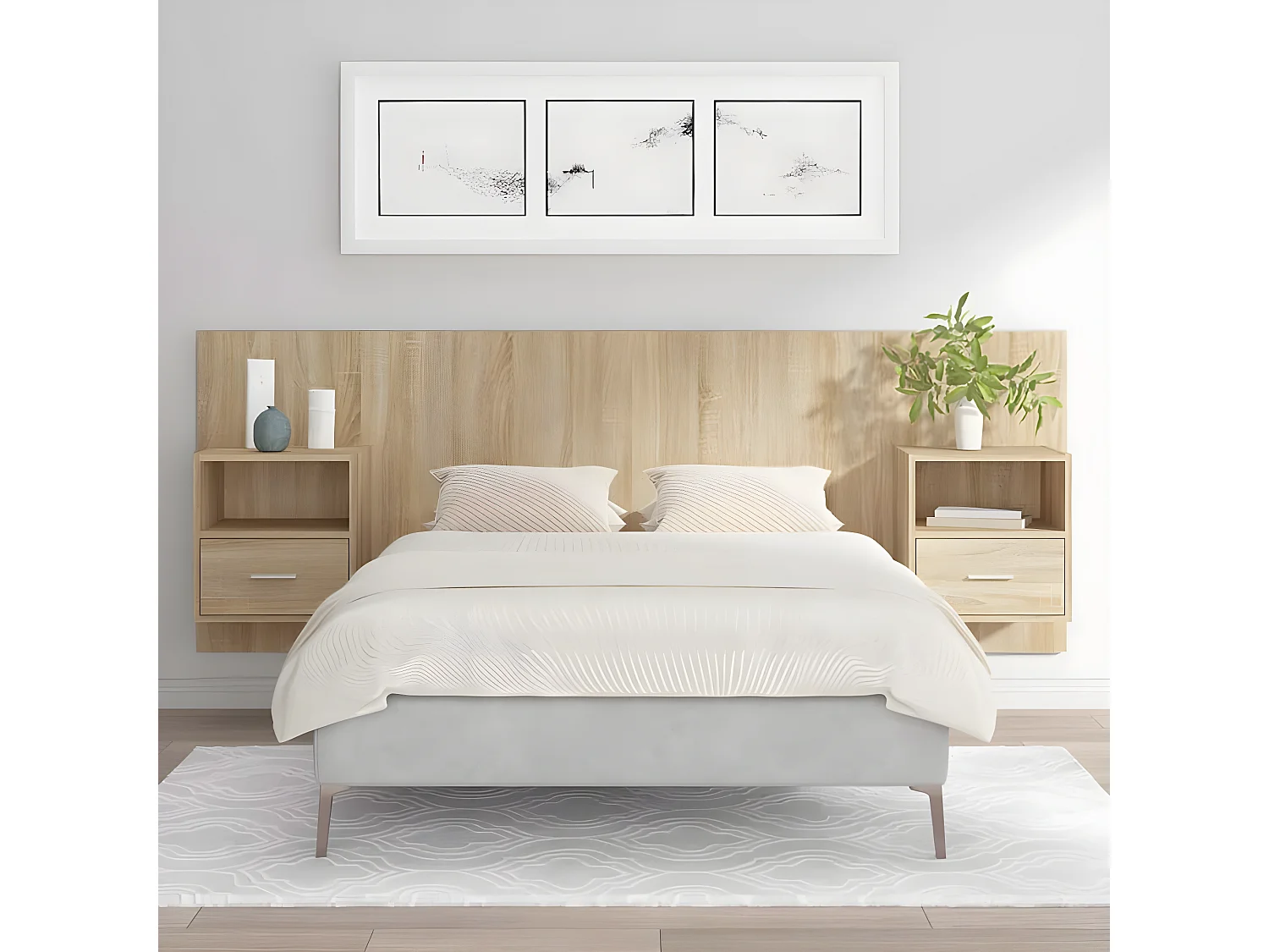 Tête de lit avec armoires Chêne sonoma Bois d'ingénierie