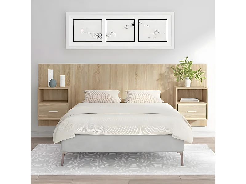 Tête de lit avec armoires Chêne sonoma Bois d'ingénierie