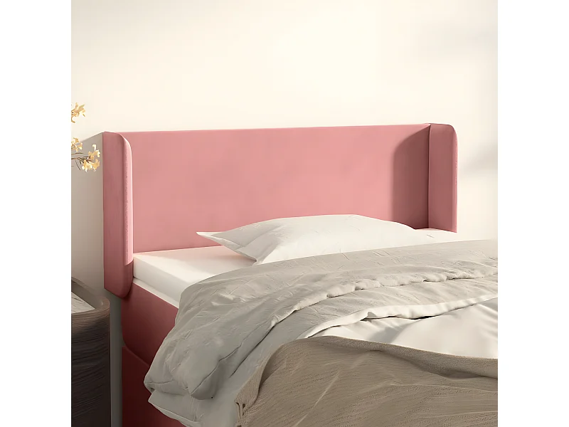Tête de lit avec oreilles Rose 103x16x78/88 cm Velours