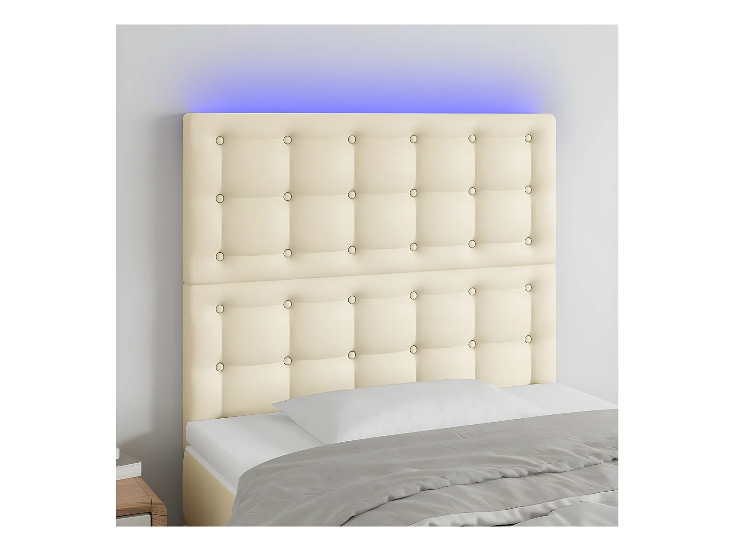 Tête de lit à LED Crème 100x5x118/128 cm Similicuir