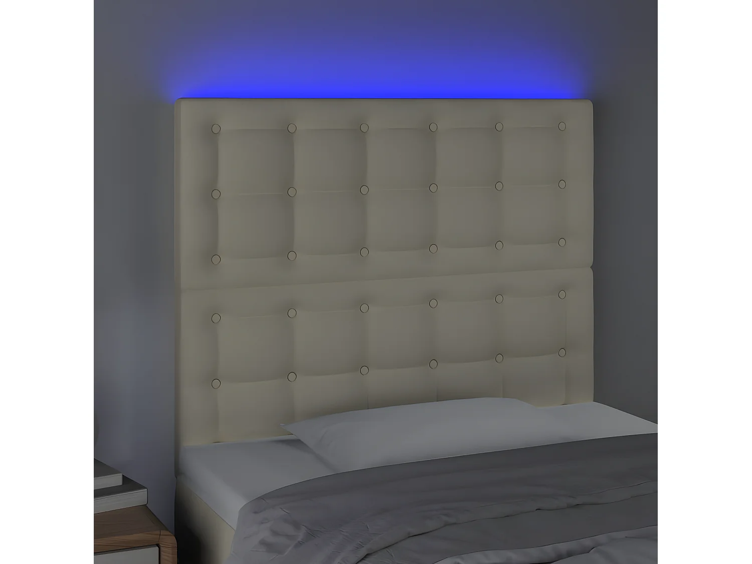 Tête de lit à LED Crème 100x5x118/128 cm Similicuir