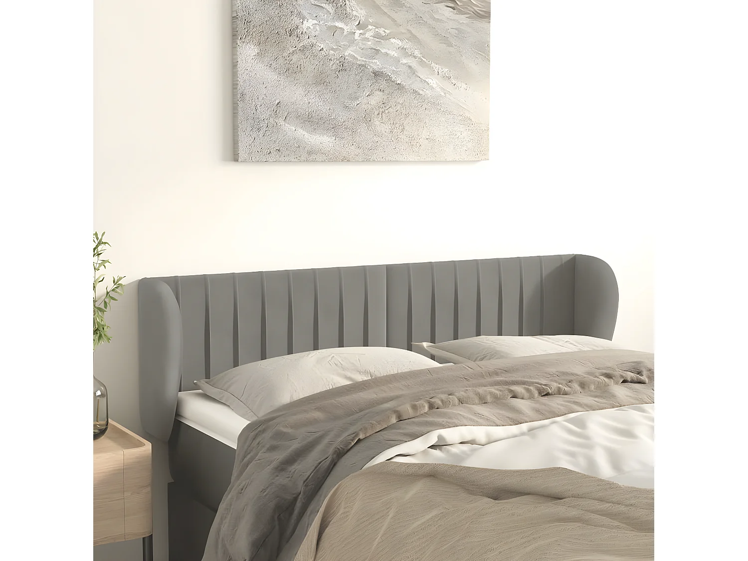 Tête de lit avec oreilles Gris clair 147x23x78/88 cm Velours