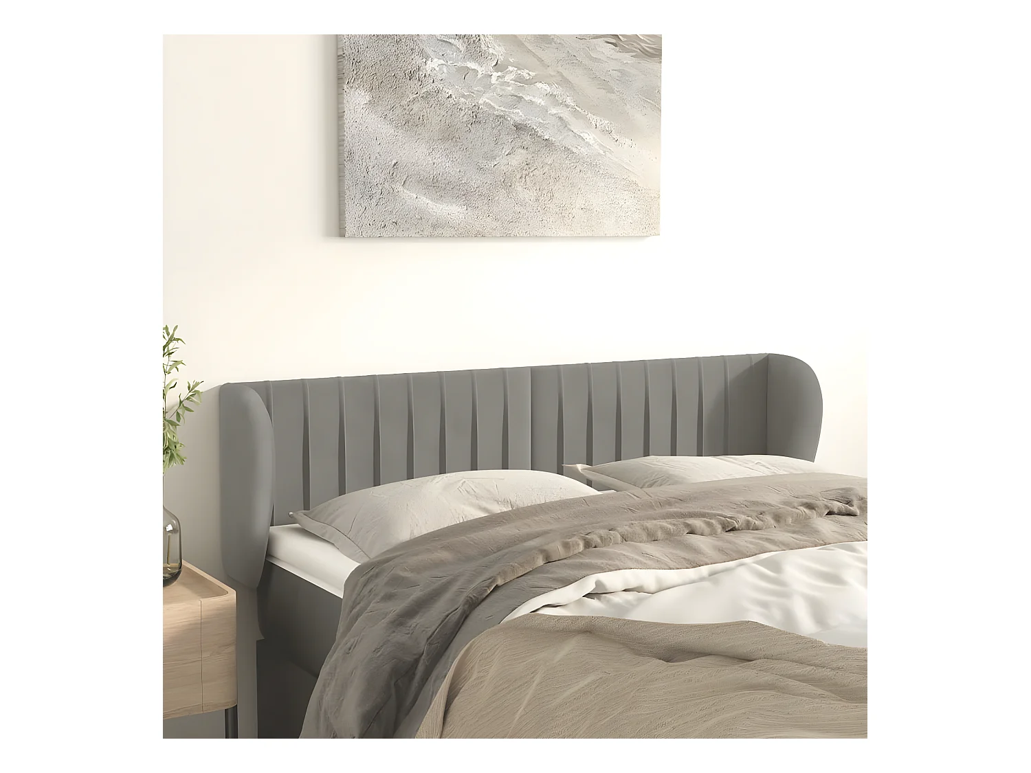 Tête de lit avec oreilles Gris clair 147x23x78/88 cm Velours